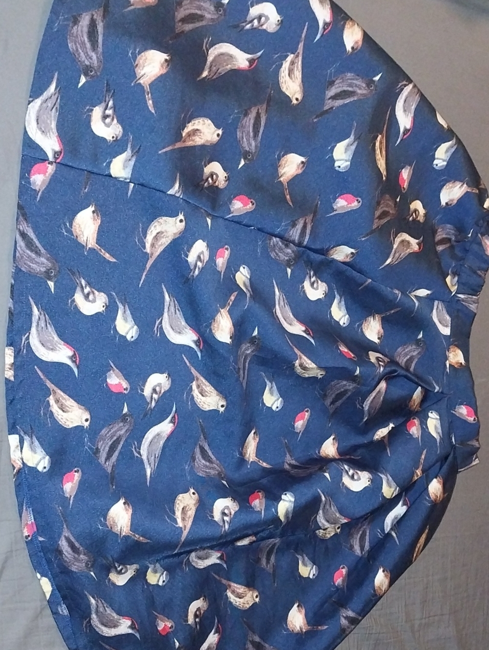 Pleated Midi Skirt Plus Size 2X Blue Bird Print Wildlife Novelty Twee Preppy